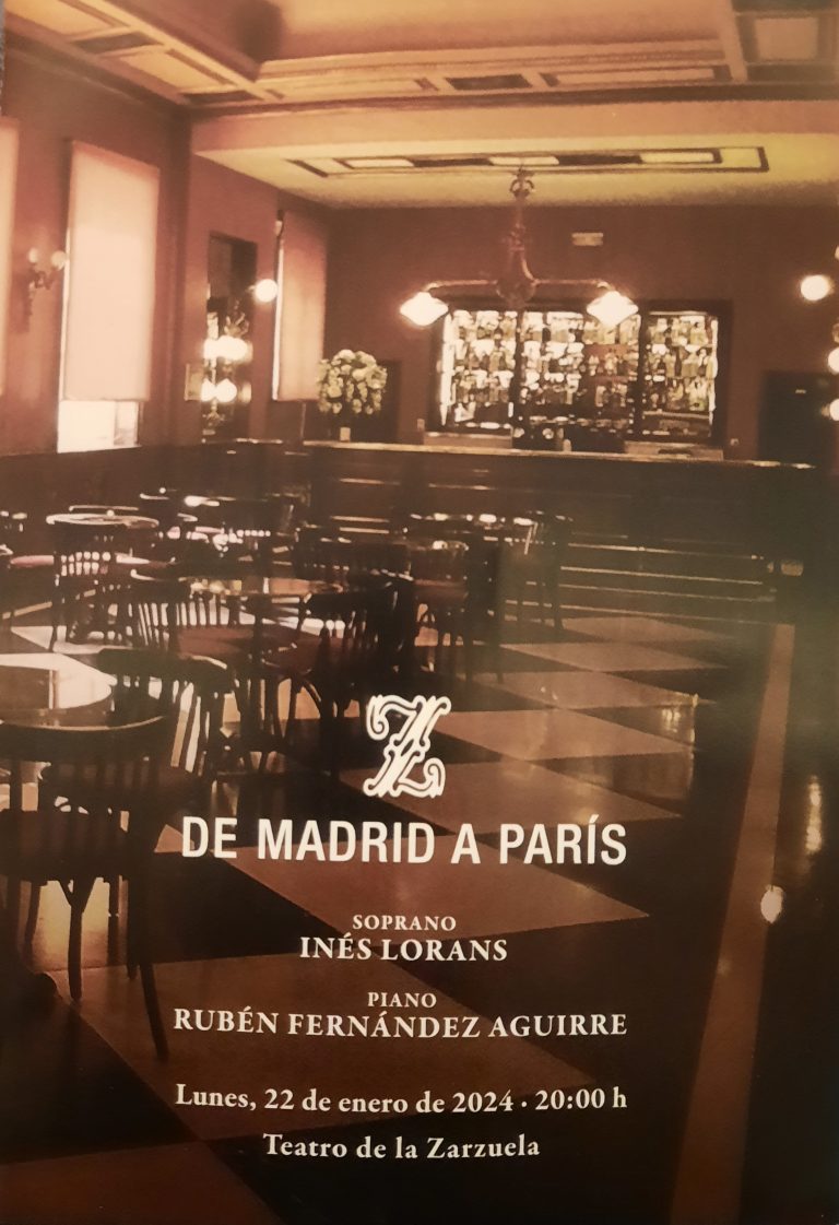 PRIMOROSO RECITAL DE LA SOPRANO INÉS LORANS Y RUBÉN FERNÁNDEZ AGUIRRE AL PIANO EN EL TEATRO DE LA ZARZUELA, «DE MADRID A PARÍS»